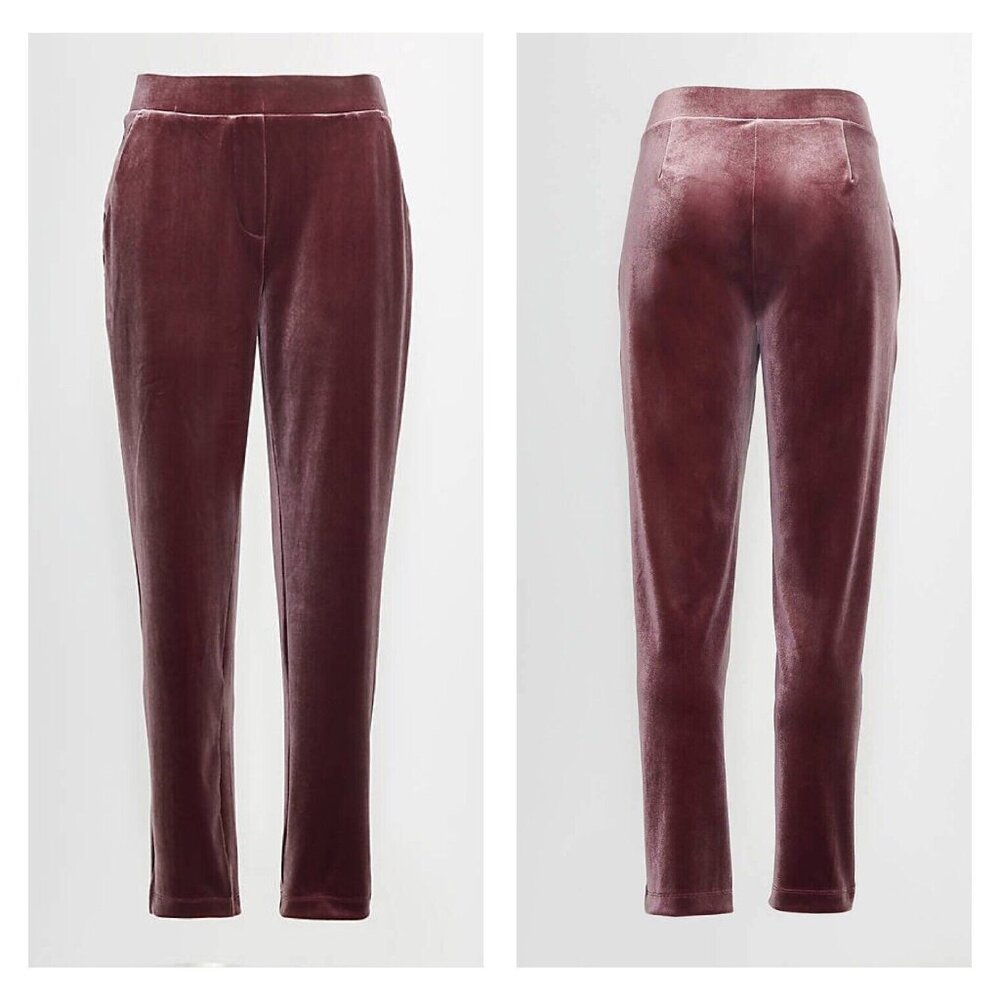 NWT - LOFT Velvet Tapered Pull On Pants - Chianti Burgundy – Medium
